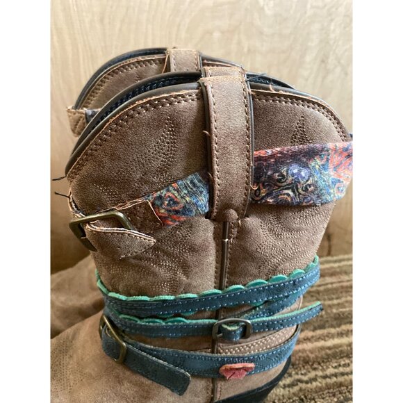 Durango Kid’s 8” Western Cowboy Boots DBT0170 Brown Mid-Calf Straps 2016 Size 4M - Picture 5 of 11